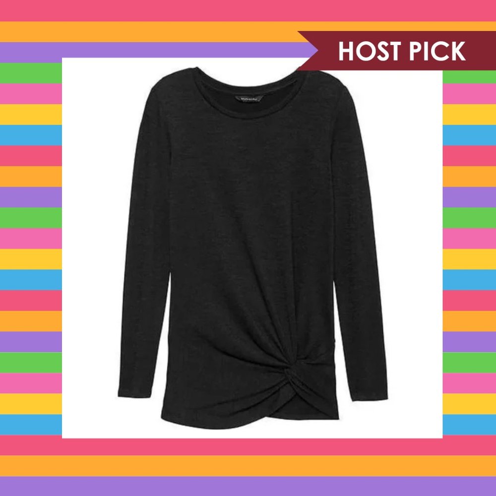 Banana Republic Luxespun Twist-Front T-Shirt Black (S) - NWT